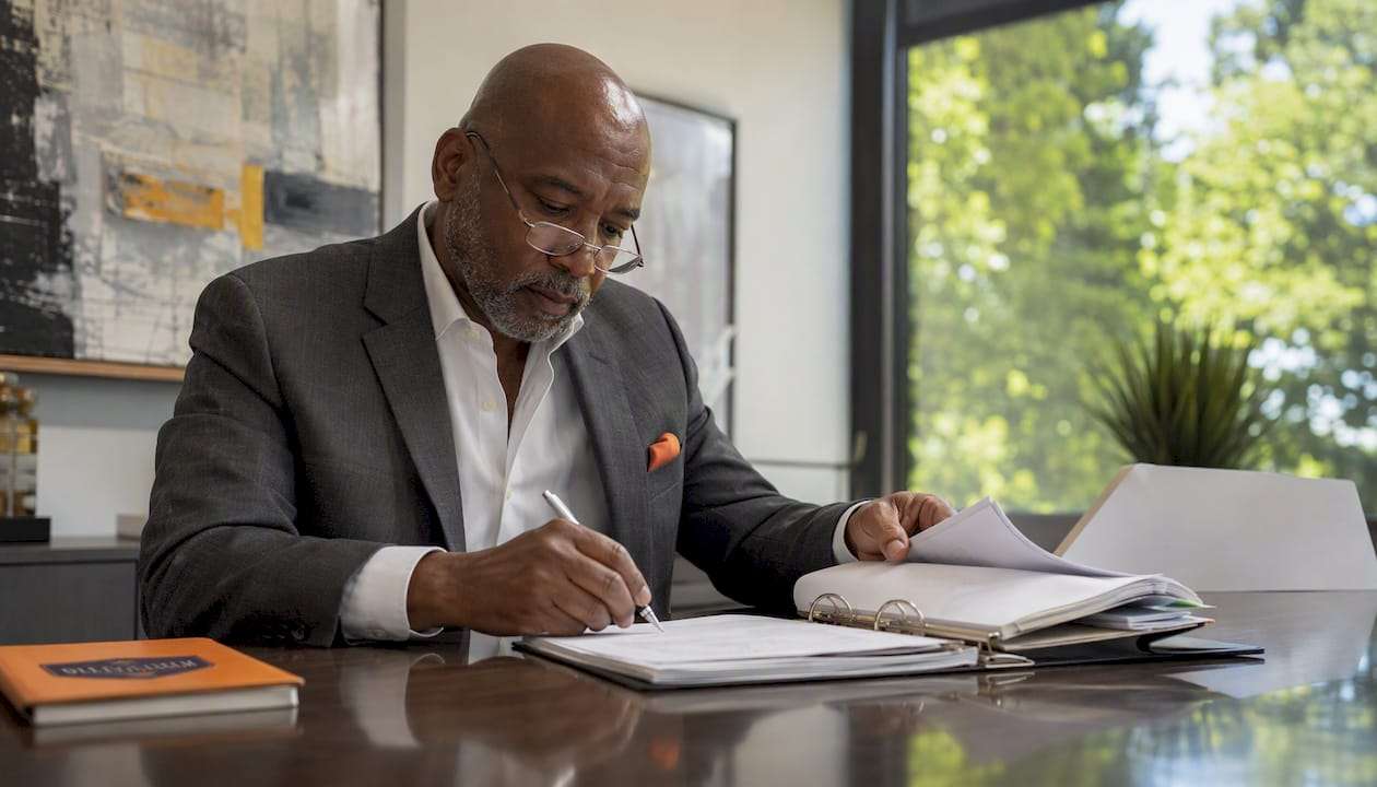 Attorney reviewing title insurance binder