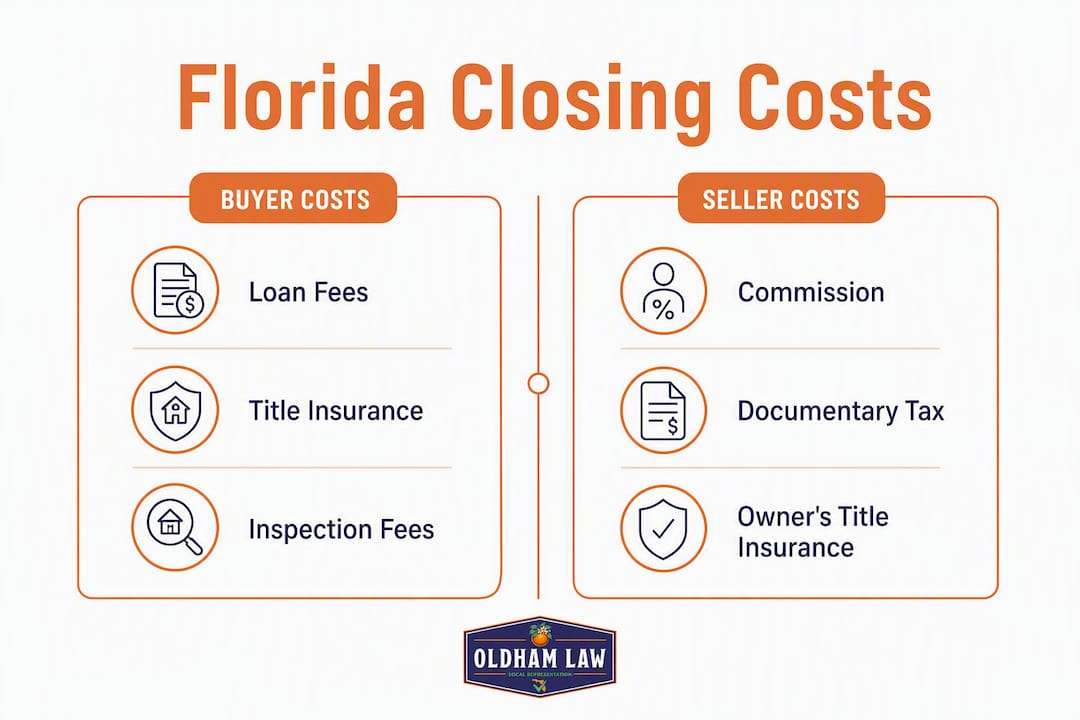 Infographic comparing buyer and seller Florida closing costs